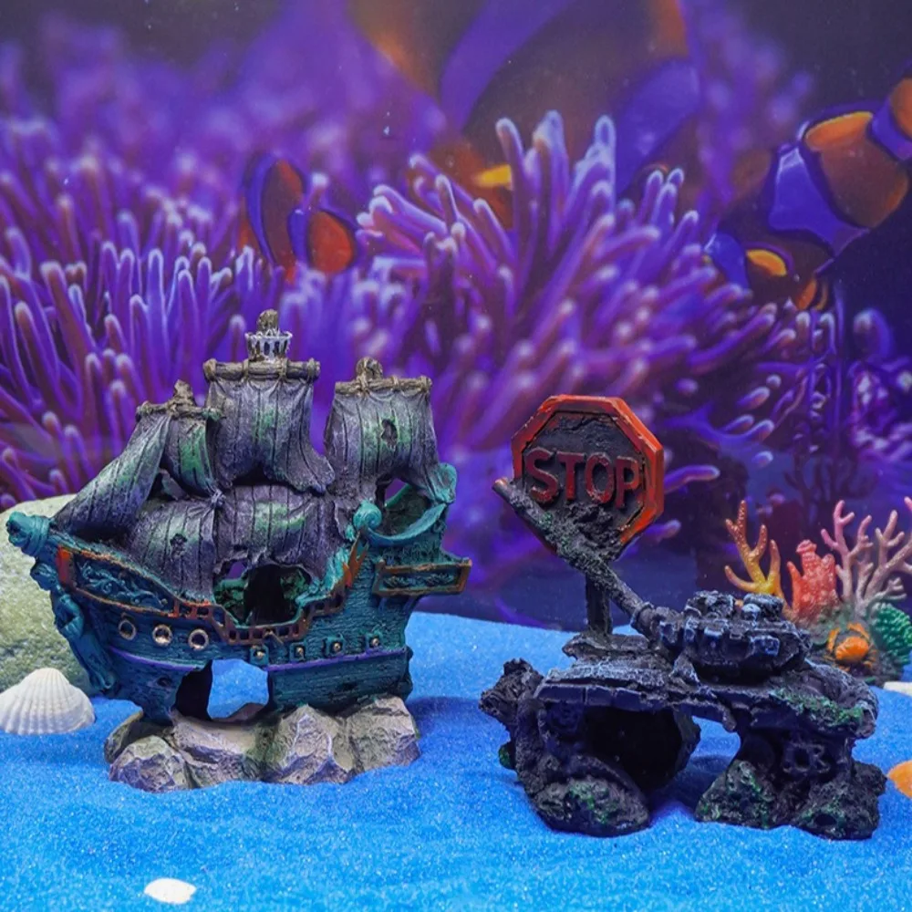 

1 шт., ретро аквариумный аквариум, пейзаж, венка, корабль, украшение, полая пещера, смоляная лодка, статуи, орнамент, аксессуары для рыбы, скрывающие рыбу