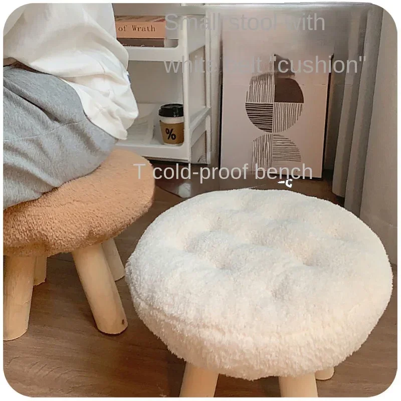 Nordic Creative Stool Furniture Solid Wood Small Stool Spherical Stool Removable Washable Furniture Round Ottomans Ins Pouf