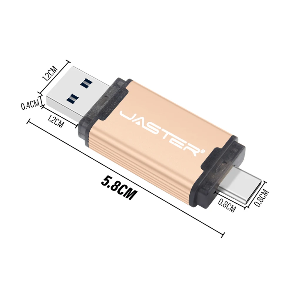 JASTER TYPE-C 2 in 1 USB Flash Drive 128GB High Speed Memory Stick 64GB 100% Real Capacity USB 2.0 Micro 32GB Business Gift