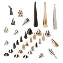 Silver Top-Grade Tapered Rivets, Big Leather Craft Studs, Black Spikes and Studs, Punk, Glod Rivets, 5 Sets,10 Sets/lot