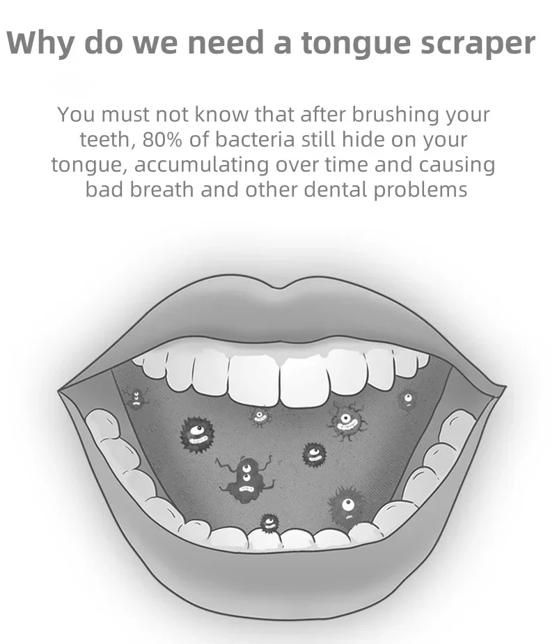 舌スクレーパー,ステンレス鋼,大人用,口臭を取り除き,歯を清潔に保つ,口腔ケアツール