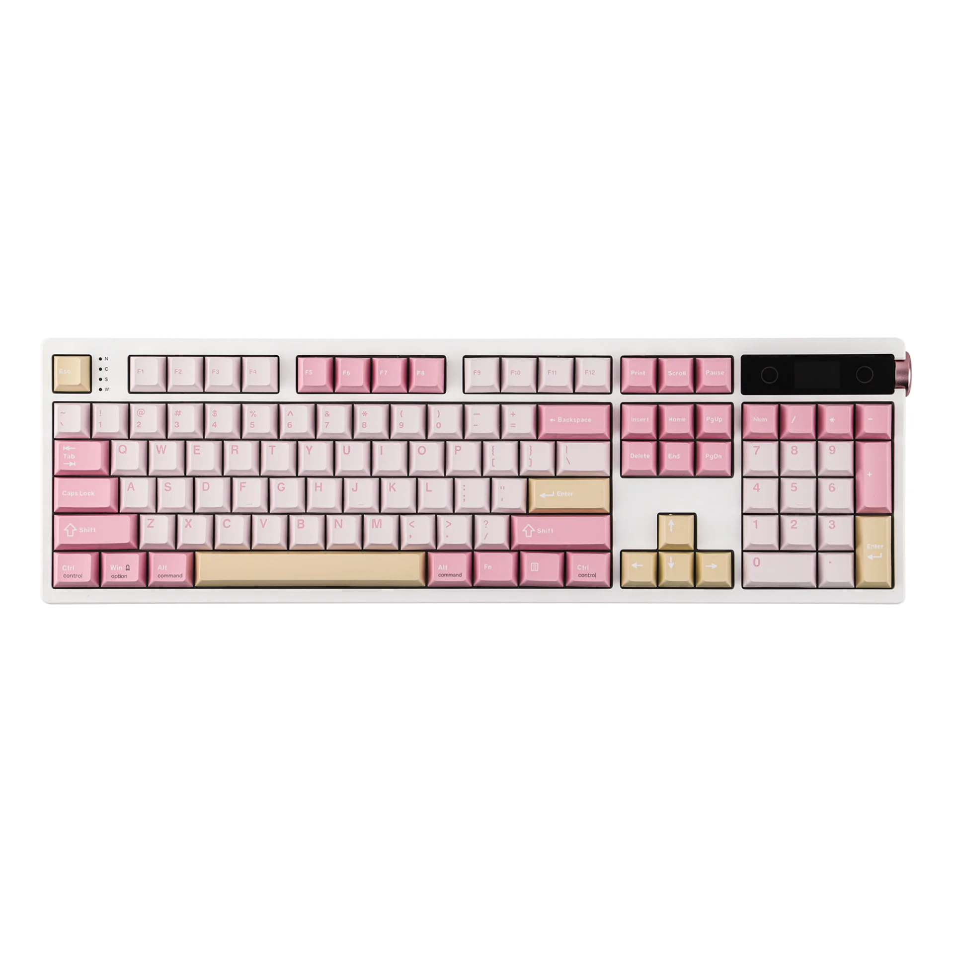 Teclado Mecánico EPOMAKER TH108 PRO 100% ANSI con Diseño Estadounidense, Conexión por Cable/BT/Inalámbrico de 2.4Ghz, Color Crema, con RGB