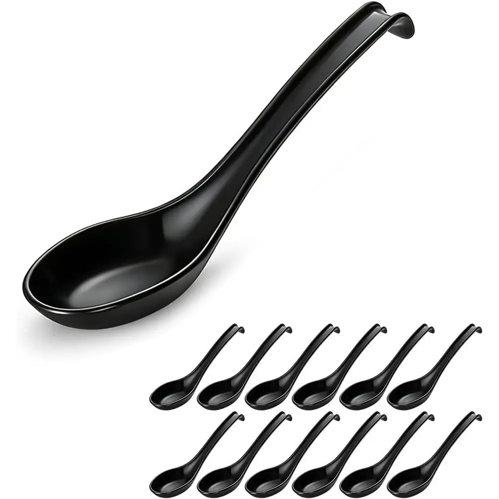 Cucharas para Sopa Asiática, 12 Piezas, de Plástico, para Won Ton, Soba, Pho, Fideos, Estilo Japonés, Chino, Vietnamita, Coreano, Grandes