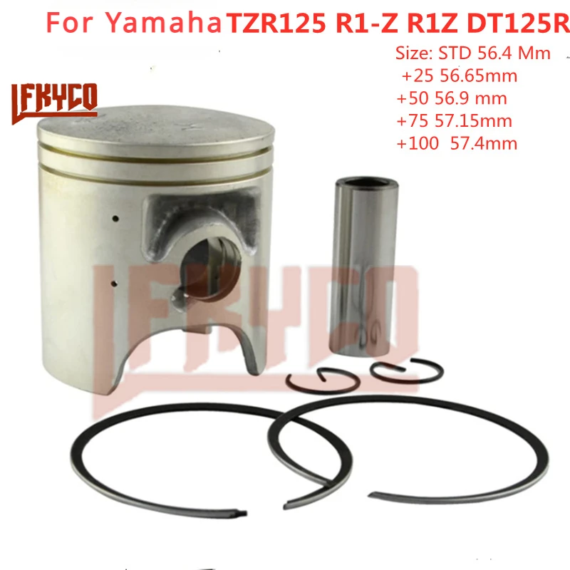 Części silnikowe 56,4 mm do YAMAHA TZR125 TZR 125 1987-92 DT 125 R 1988-99 Zestaw 16 pierścieni tłoka cylindra Akcesoria motocyklowe