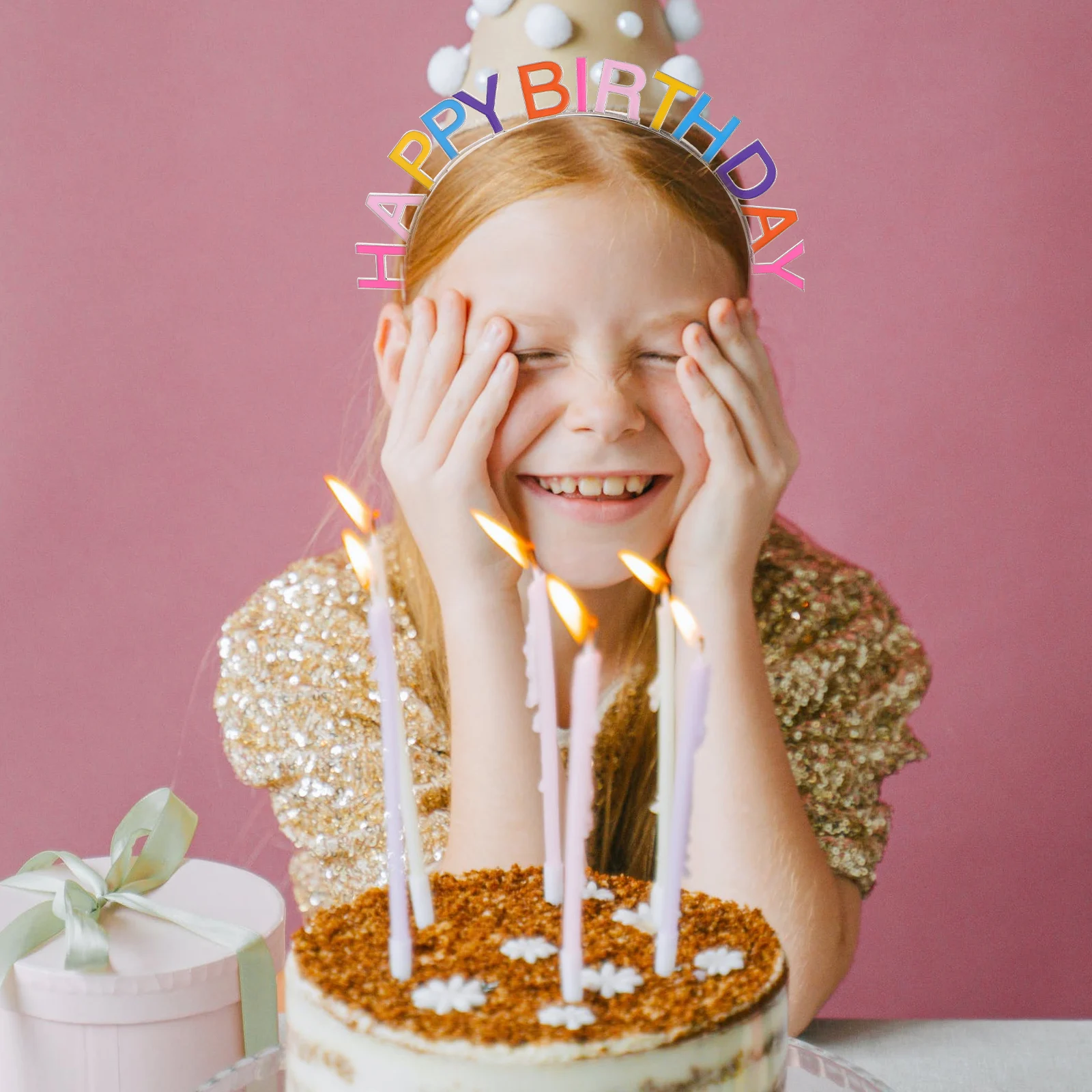 

Birthday Headband Girls Hairband Decorative Party Accessories Metal Letter Design Surprise Gift Kids Durable Craft Hair
