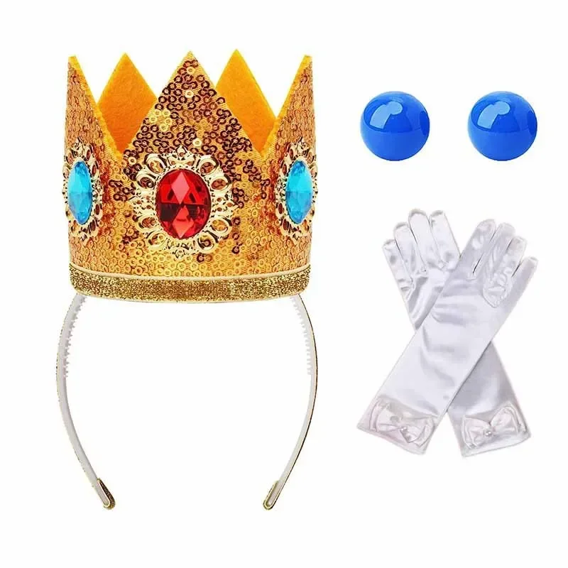 Peach Princess Accessories Crown Wand Gloves Earrings Necklace Wing Kids For Children Halloween Cosplay Costume Girls Party