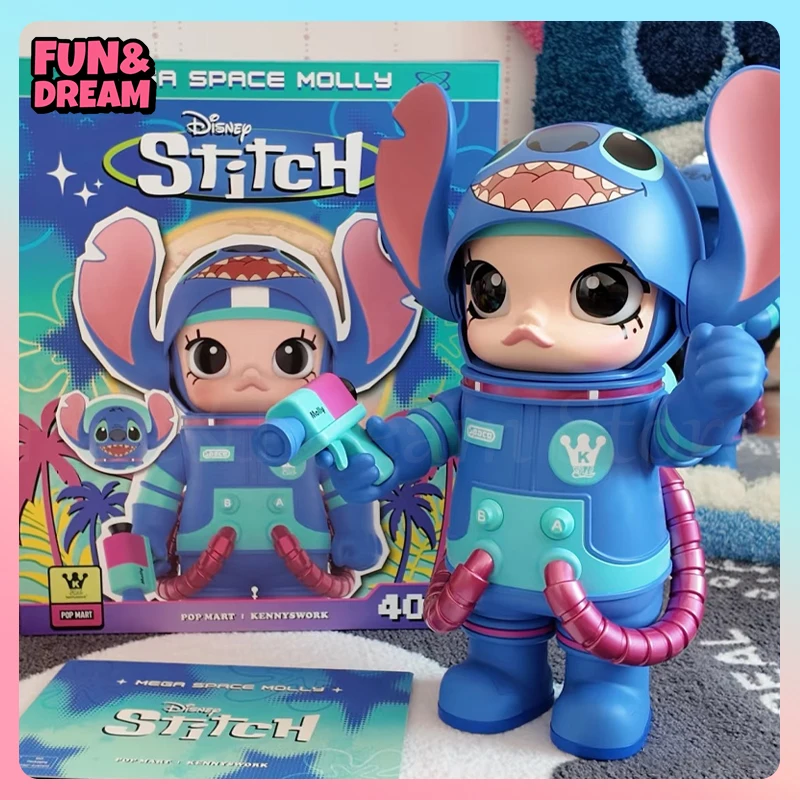 POP MART Mega Space Molly Stitch Action Figure 400% Molly Decoration Stitch Anime Figure Trendy Play Children Toys Birthday Gift