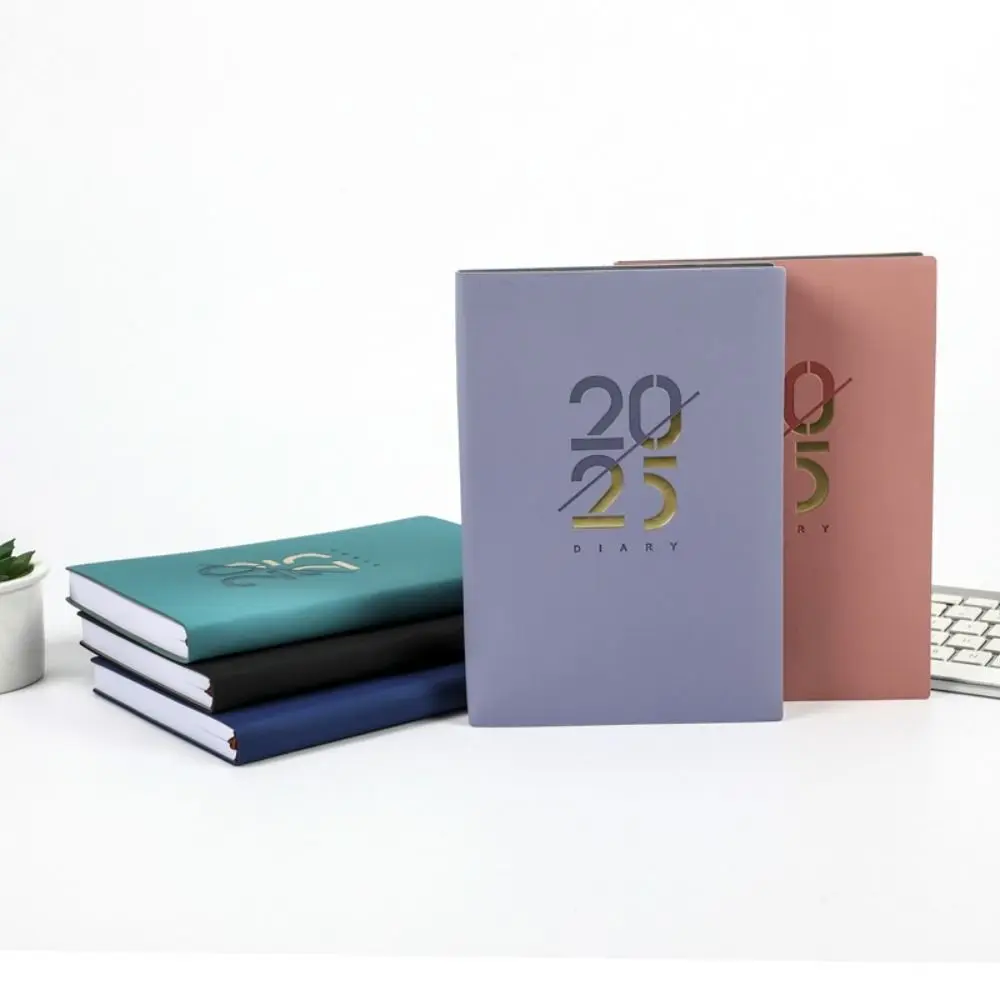 2025 Portable Agenda Book English Calendar Book A5 PU Notepads Creative Daily Planner Reminder Desktop Date Calendar Diary