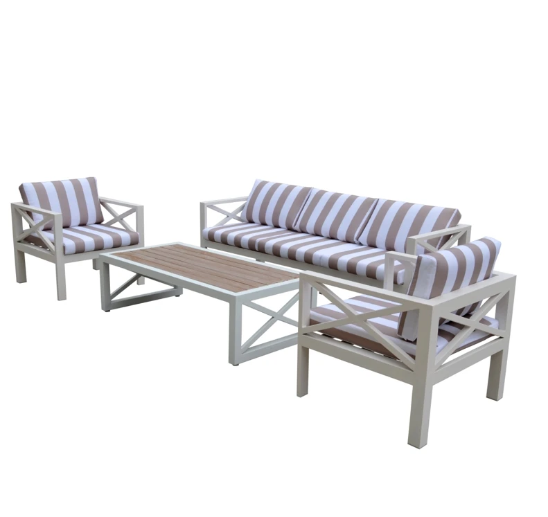 

4pcs Outdoor Aluminum Sofa Set Living Room Hotel Villa Park Courtyard Apartment Farmhouse-Versatile Outdoor Furniture