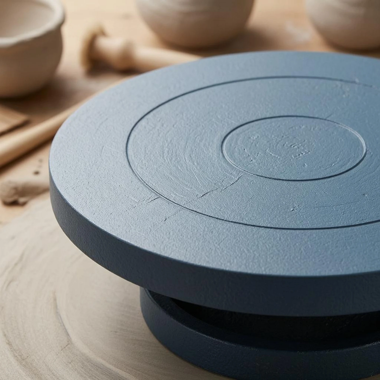 Pottery Turntable Cast Iron Clay Turntable Pottery Banding Wheel Concentric Circular Ridge Top Sculpting Wheel Textured Grip