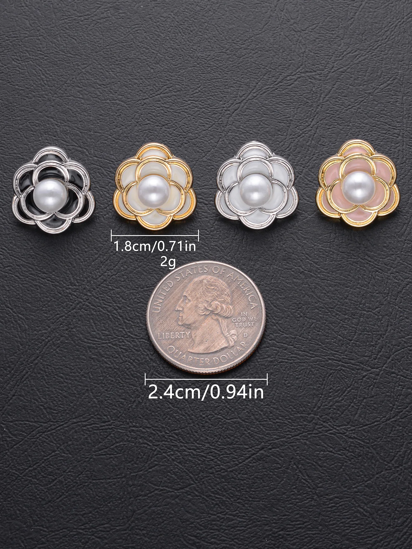 5pcs alloy pearls Rhinestones Buttons Multi-color Creative Camellia  Jewelry Earrings hair crafts, DIY jewelry accessories