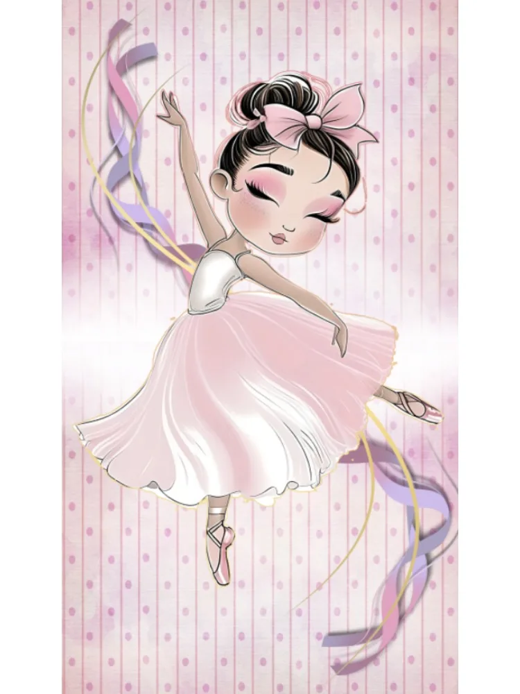 5x7ft Gold Pink Girl Ballerina Happy Birthday Dancer Custom Washable Wrinkle Free Photo Background Backdrop Polyester Polycotton