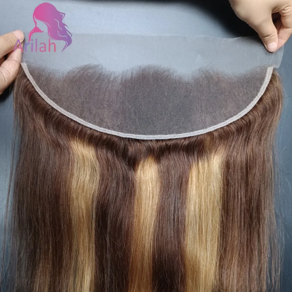 P427 العسل شقراء تسليط الضوء على مستقيم 13x4 الدانتيل الشفاف أمامي الشعر البشري أومبير الملونة كامل نهاية البرازيلي عذراء الشعر 150%