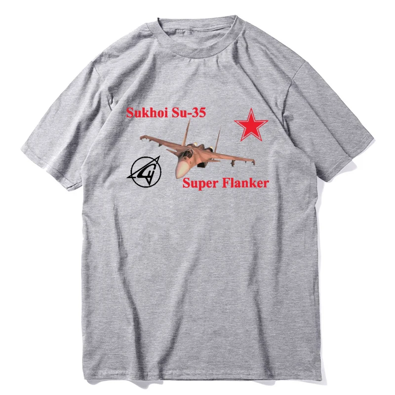 Russian Aerospace Force Sukhoi Su-35 Flanker Fighter . 100% Cotton Casual s Loose Mens Top New Size S-3xl