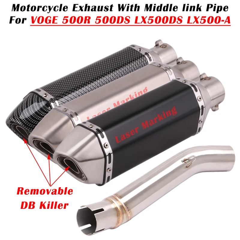 

Slip On For VOGE 500R 500DS LX500DS LX500A Motorcycle Exhaust Escape System Modified Muffler With Middle Link Pipe DB Killer