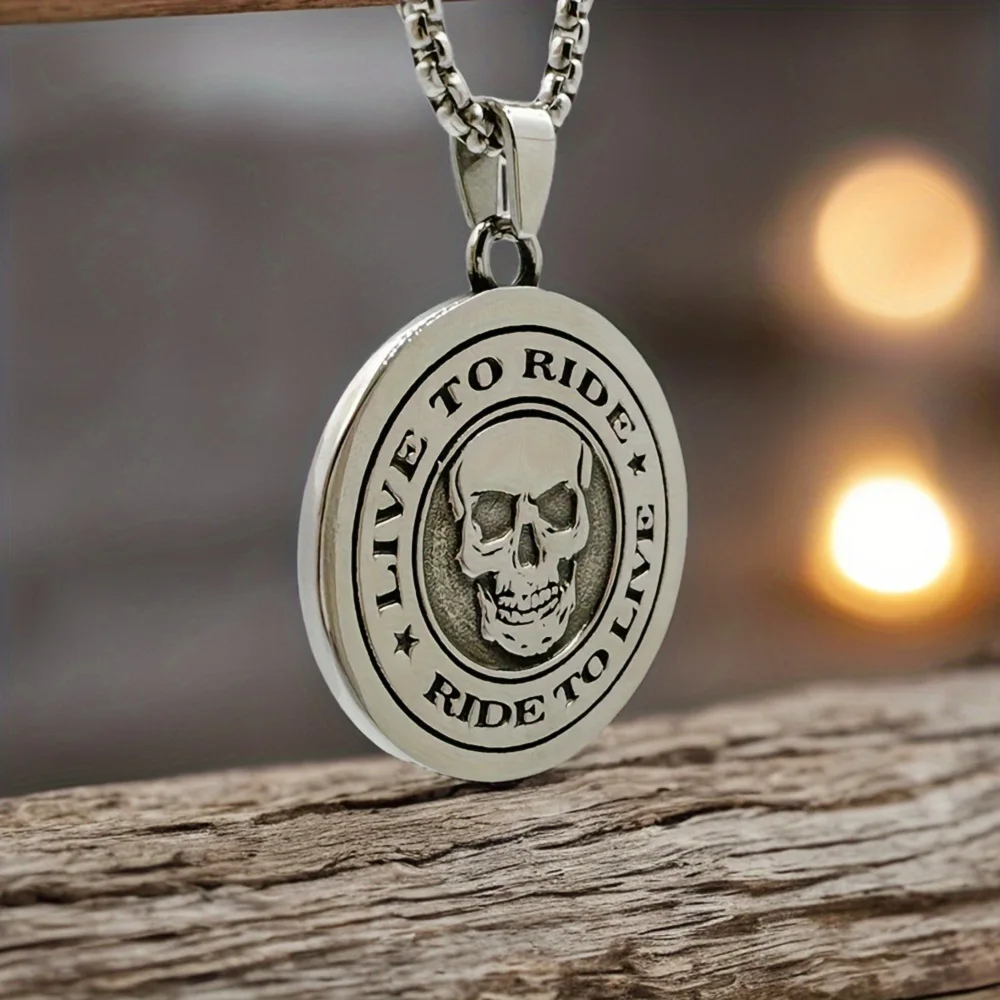 Pingente de caveira de motocicleta, joia de aço inoxidável 316l, estilo punk, passeio rápido, motociclista, masculino, pingente clássico de piloto