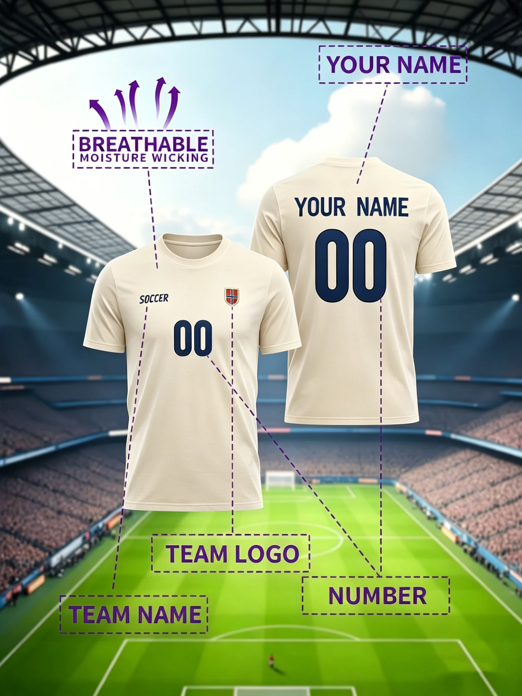 Passen Sie das Muster Ihrer Lieblings-Fußballmannschafts-Spielerbekleidung individuell an. Personalisiertes, modisches Baumwoll-T-Shirt, lässiges, lockeres Sport-Top, weiches T-Shirt – Detail 12