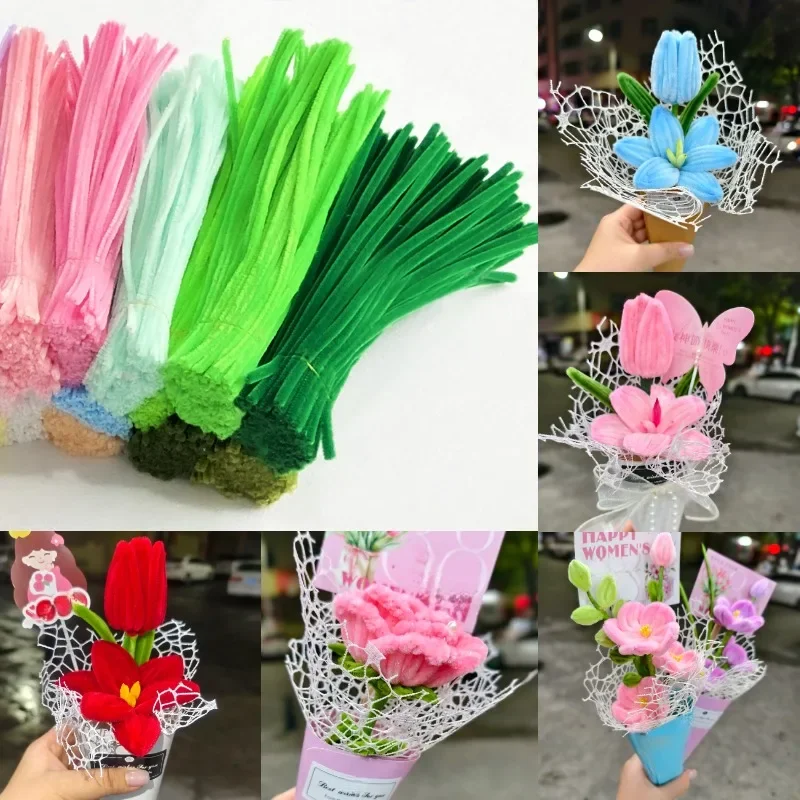 

200Pcs 2 Assorted Colors Combinations Pipe Cleaners Crafts Plush Tinsel Stick Wired Twist Stick DIY Arts Supplie Decorations