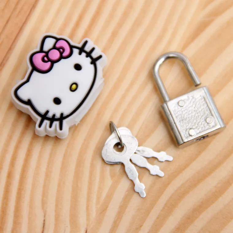 Hallo Kitty Sanrio Kawaii Anime Cartoon Schlüssel bund Schlösser Vorhänge schlösser Metall Mini Gepäcks chloss Anti-Diebstahl Kinder Zubehör