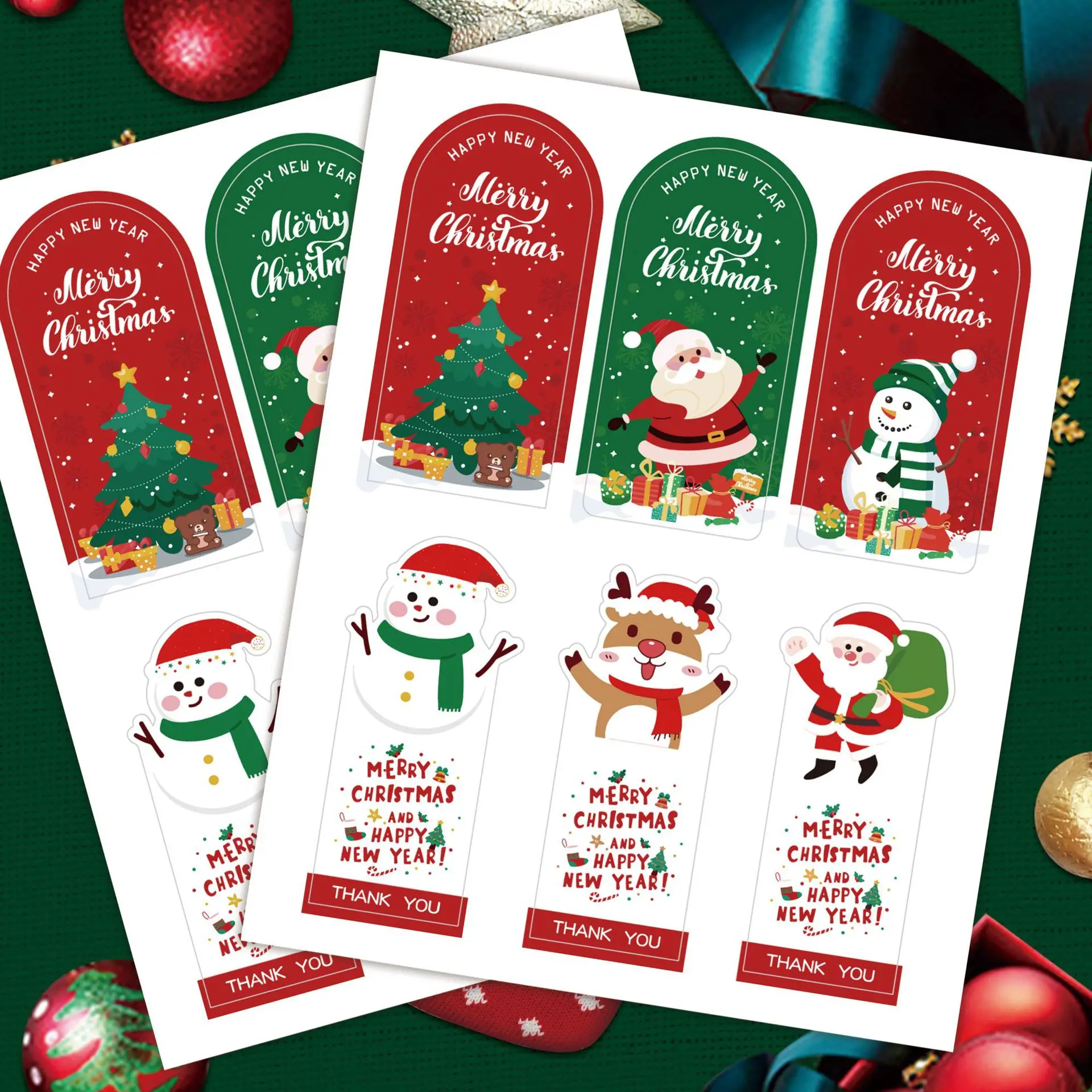 60PCS/Pack Christmas Sealing Stickers Hand Account Gift Packaging DIY Decoration Stickers Christmas Label Stickers