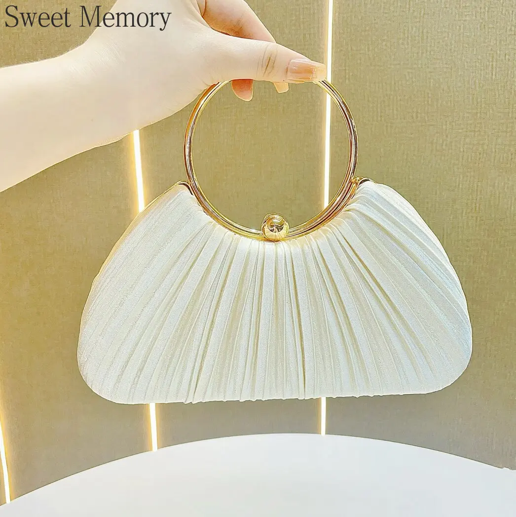 J137 Bags 2025 Sweet Memory Women Handbag, Pleated, Dinner Bag, Small Handbag Princess Socialite Banquet One Shoulder Bags