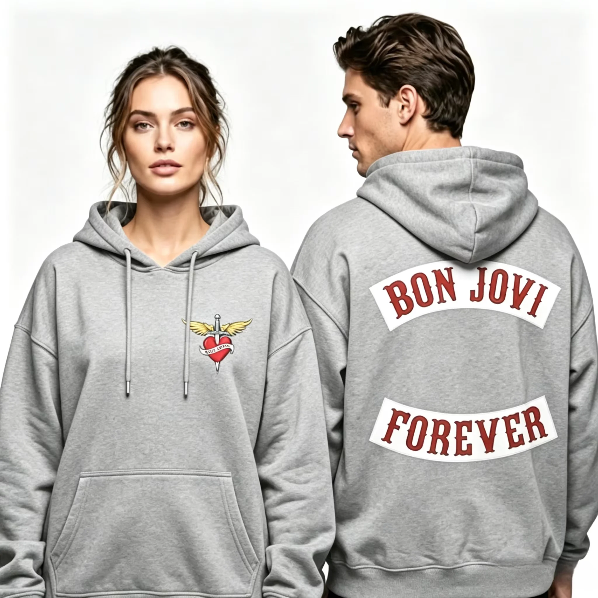 26 Bon Jovi Forever Hoodie Front Back Print Vintage Hard Rock Band  Pullover Hooded Sweatshirt Unisex Streetwear