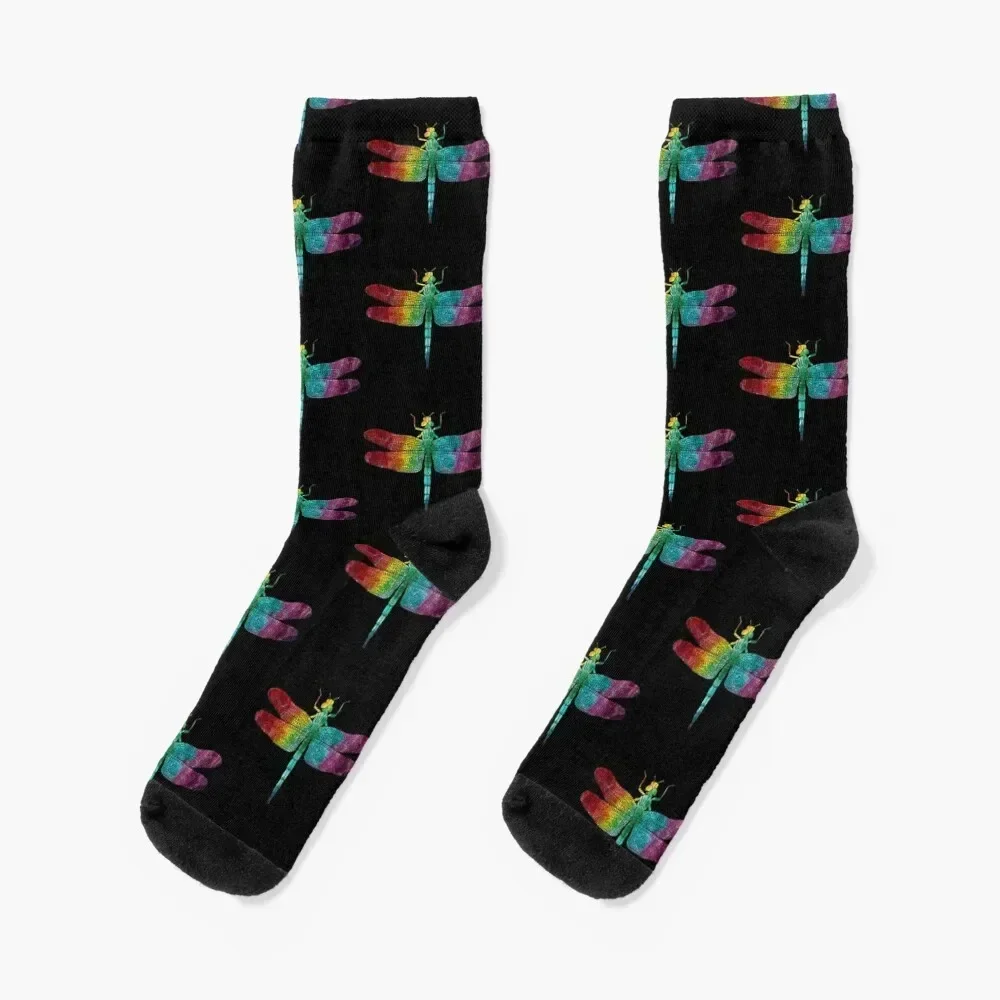 

Rainbow Watercolor Dragonfly Socks funny gifts funny gift Heating sock gift Socks Men Women's