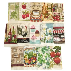 1Pc 38x65cm Thin Baking Western Food American Style Kitchen Printing Tea Towel Napkin Cover Cloth