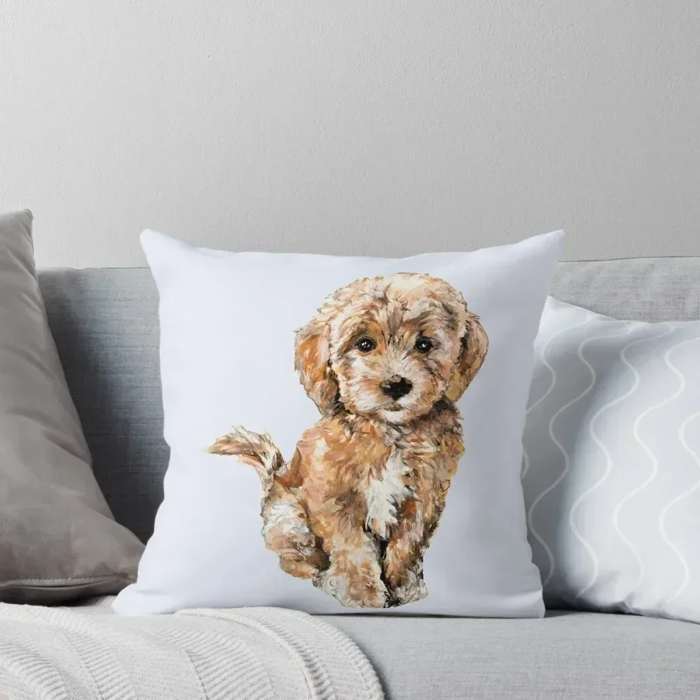 Poodle/ Goldendoodle Puppy Watercolor Illustration Throw Pillow Throw Pillow pillow