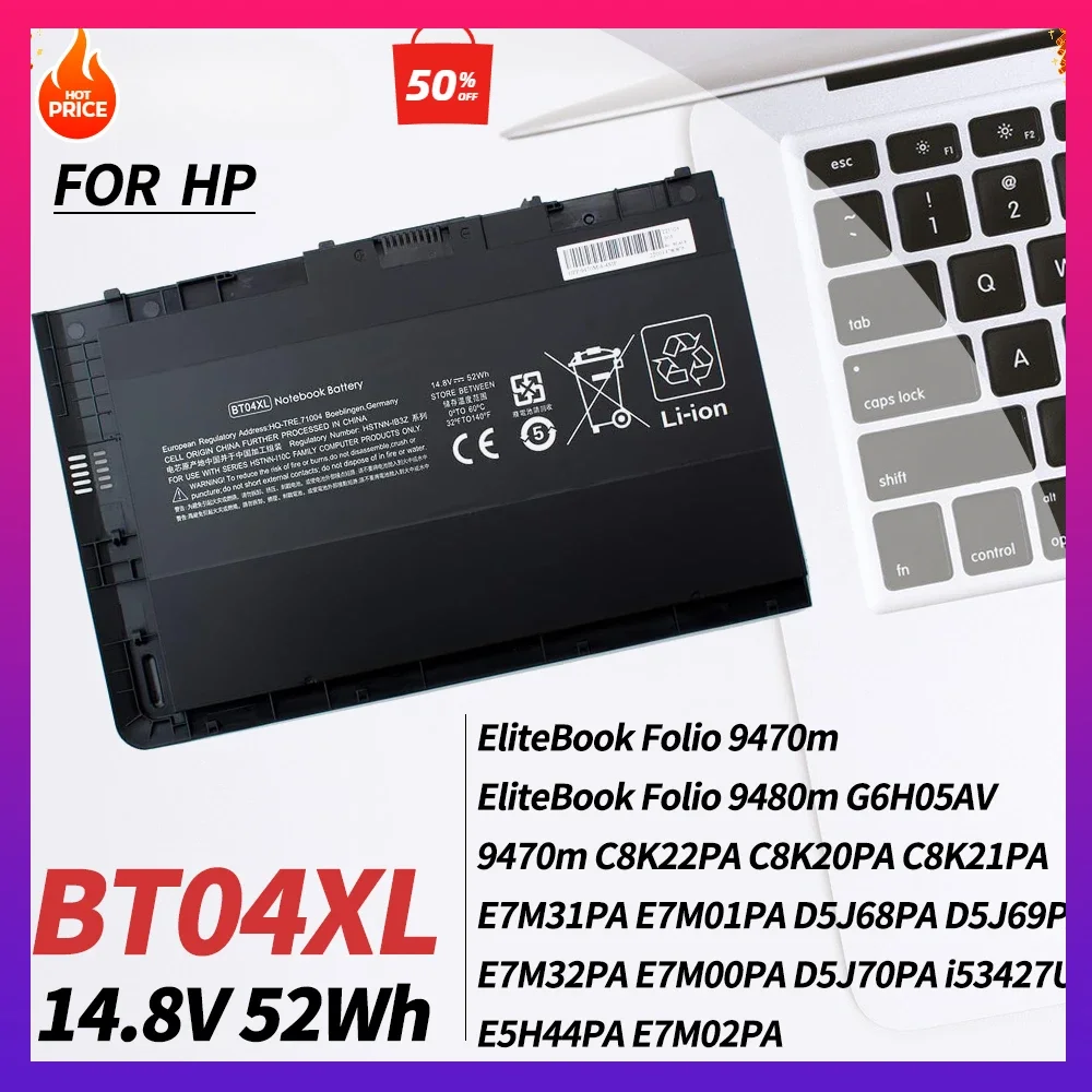 

BT04XL 687945-001 Battery for HP Elitebook Folio 9470 9480 9480M 9470M Notebook H4Q47AA HSTNN-IB3Z HSTNN-DB3Z BT04 BA06 BA06XL