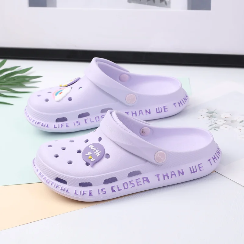 Hot Sale Pink Women\'s Sandals 2024 Cute Summer Sandals Women Clogs Comfortable Flat Sandals Woman Garden Shoes Slip-On Slippers