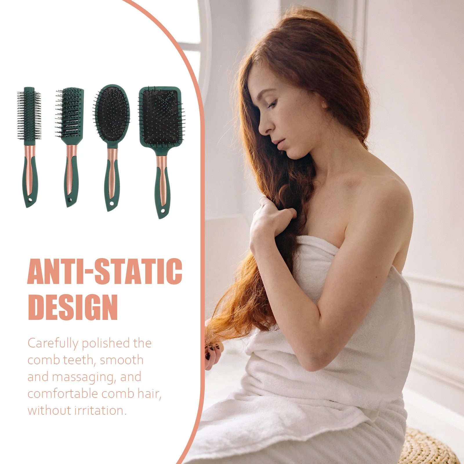

4pcs Set Anti Static Detangling Scalp Massage Tool For Healthy Hair Detangling Paddle Brush Comb Styling Care Hair Brush Gift