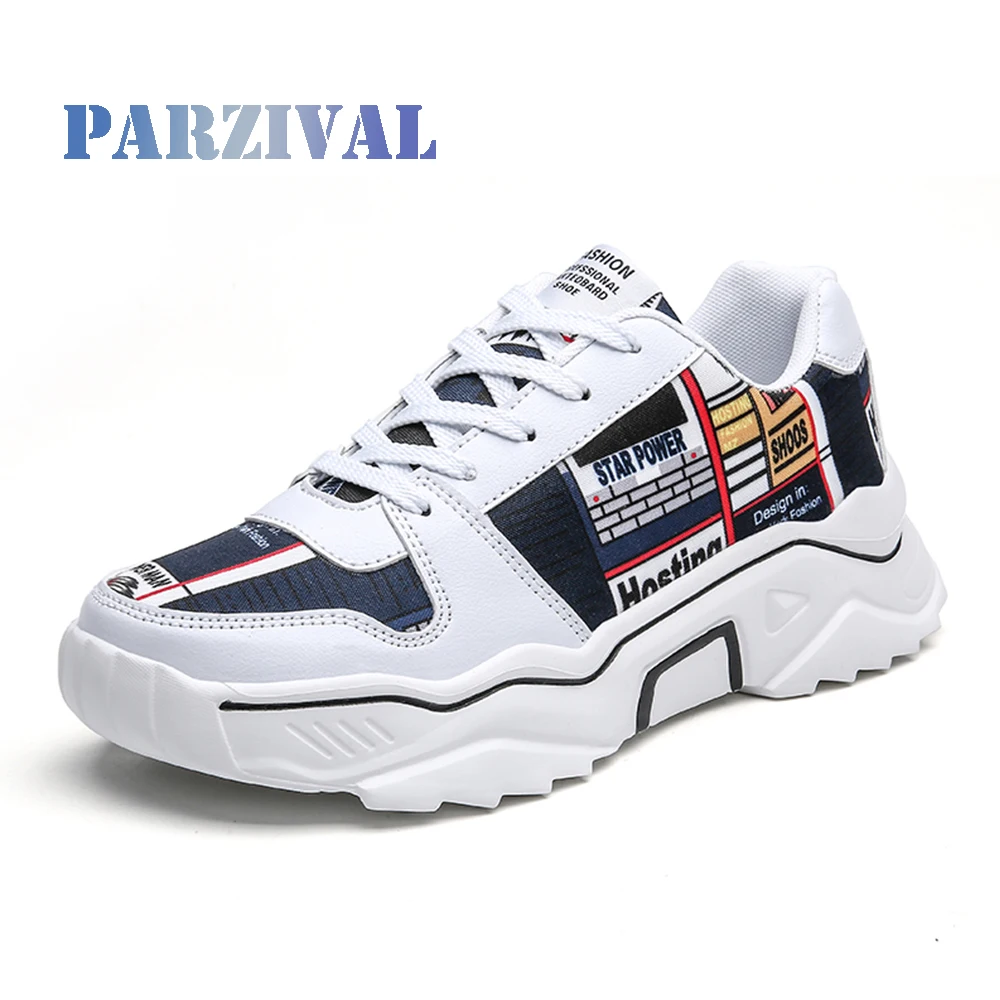 

PARZVIAL Casual Shoes For Men Autumn-Winter Street Walking Shoes Sneakers Thick Bottom Running Shoes Male Vulcanized Sneakers