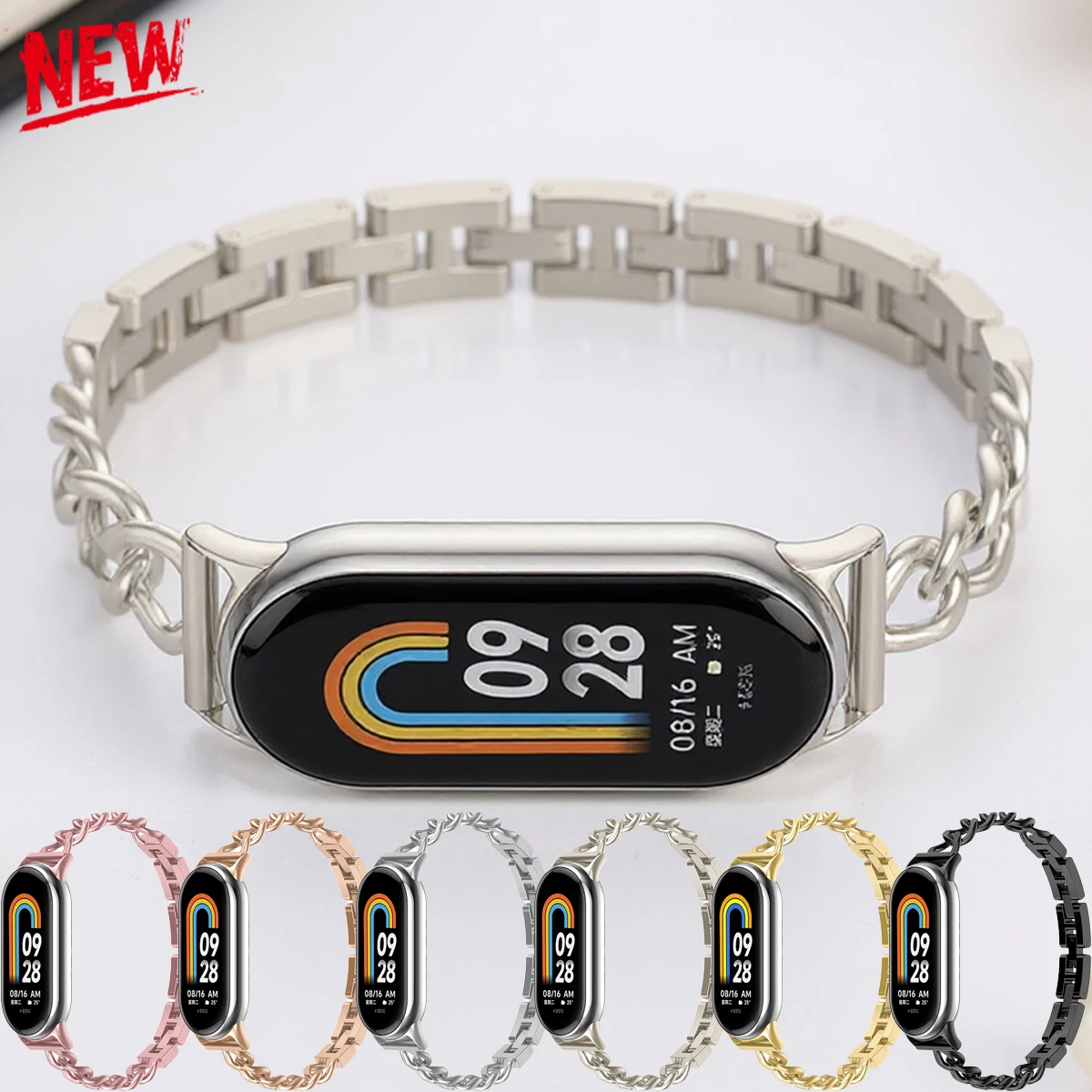 Women Accessories In English - สายนาฬิกาข้อมือสแตนเลสสตีลสุดหรู สำหรับ xiaomi mi band 10