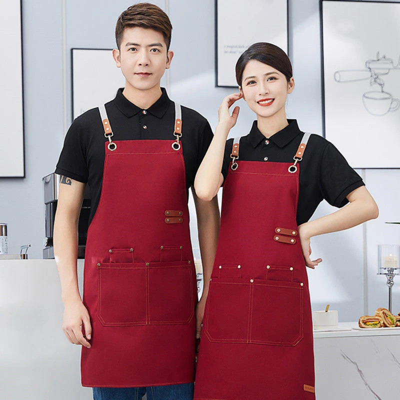 Perfessional Kitchen Apron Women Waterproof Grill Apron With Pockets Woman Waiter Apron Flower Shop Cake Shop Work Uniform