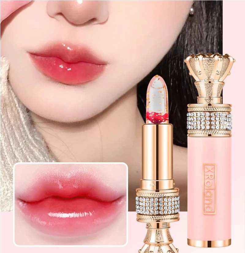 Moisturizing Flower Transparent Lipstick Temperature Color Changing Lip Balm Long Lasting Jelly Lipstick Lips Care Makeup