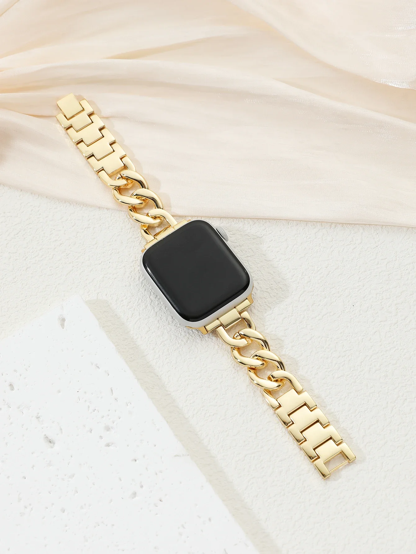 Bracelet à maillons cubains pour bracelet de montre Apple 40mm 41mm 45mm 44mm 49mm bracelet métallique en acier inoxydable iWatch série 8 7 6 5 se ultra