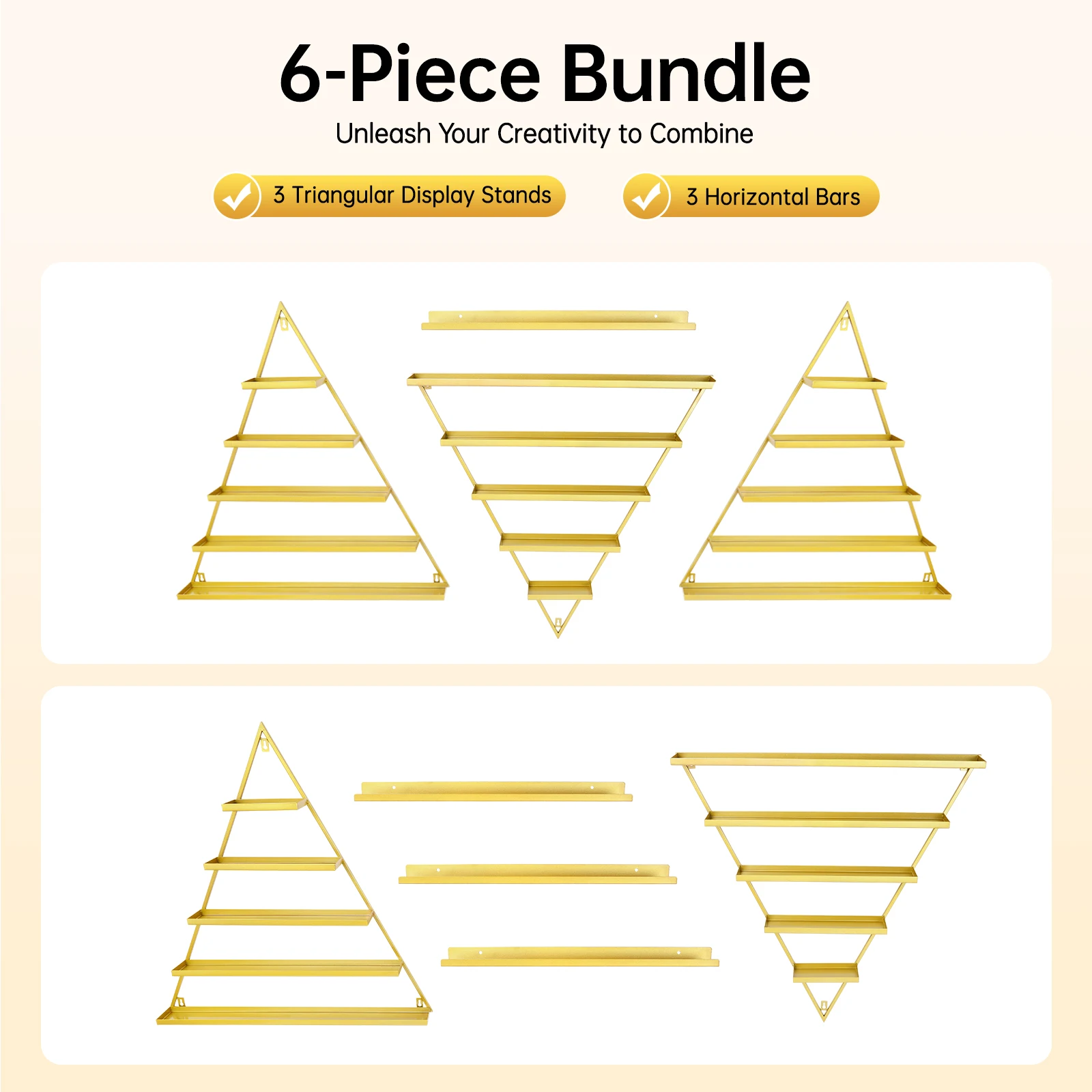 5-stufiges, an der Wand montiertes Nagellack-Präsentationsregal aus Metall, einfache dreieckige, schwebende Wandregale für Nagelstudios und Salons