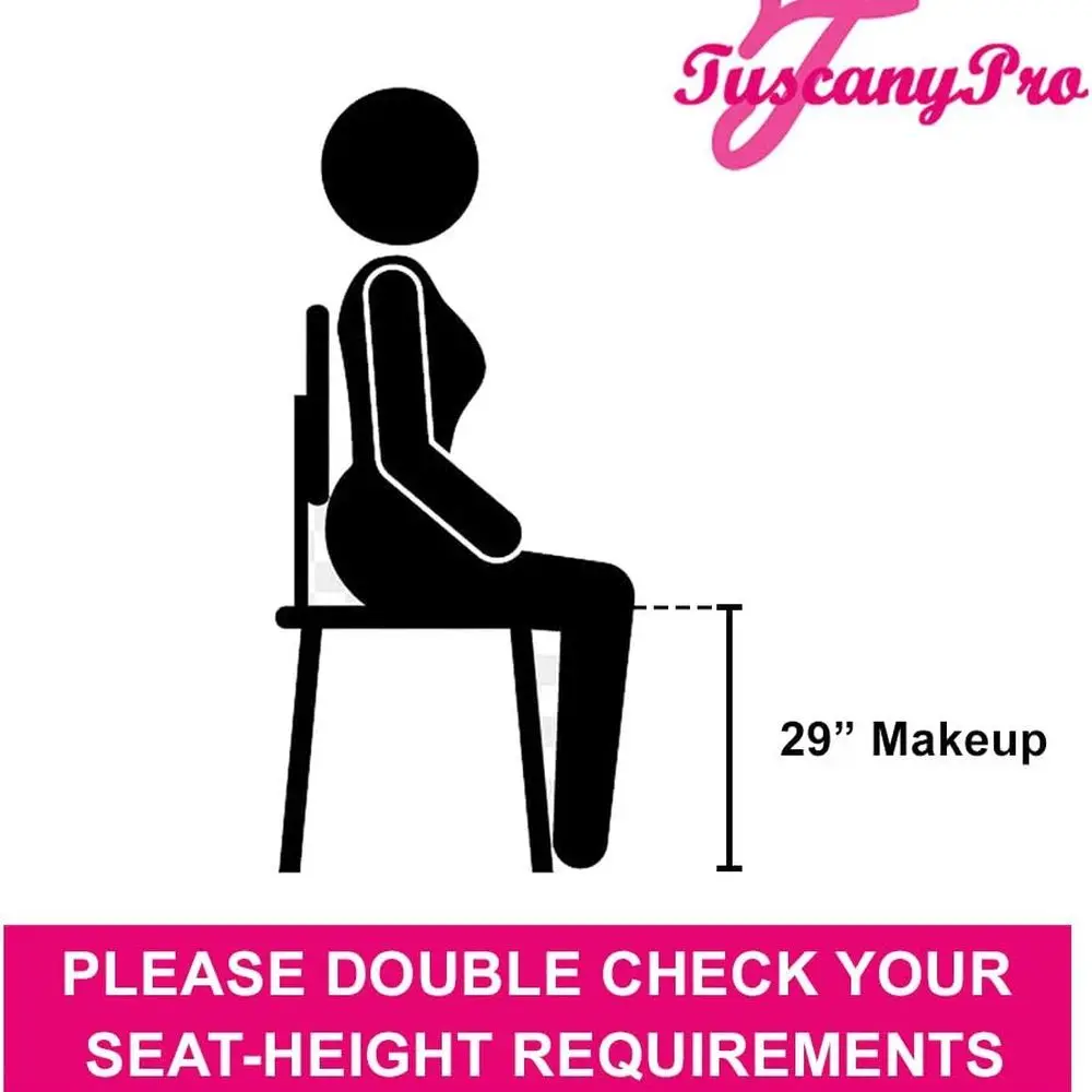 เก้าอี้ช่างแต่งหน้ามืออาชีพพร้อมไฟร่ม ปรับความสูงได้ 29 นิ้ว เหมาะสำหรับร้านเสริมสวยและงานอีเว้นท์ พร้อมกระเป๋าหิ้ว