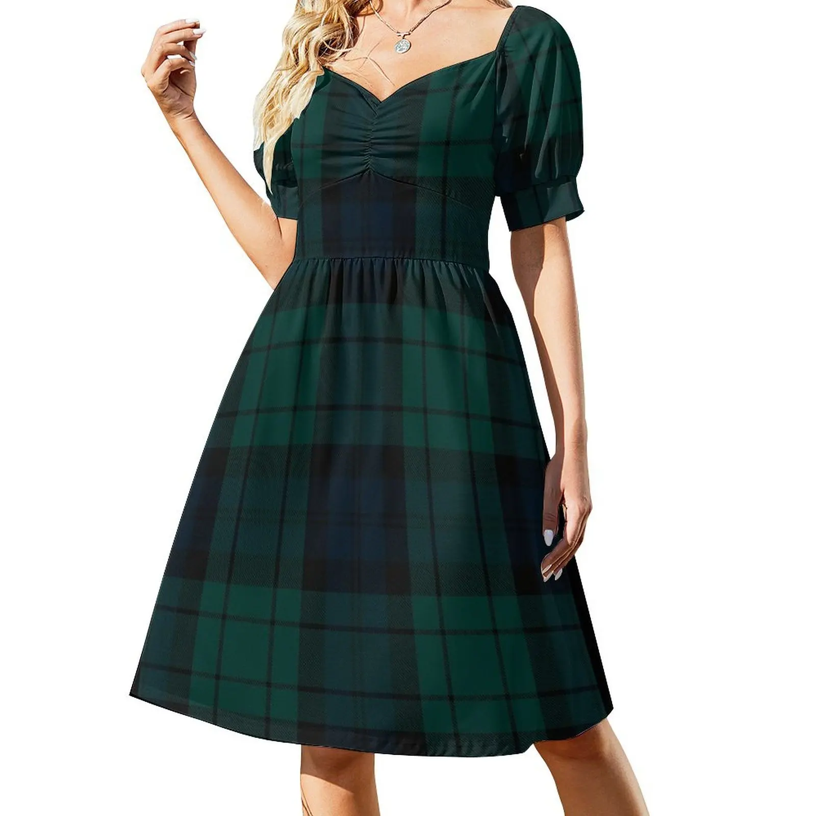 

Black Watch tartan Short Sleeved Dress women dresses dresses for woman evening dresses luxury 2025 clothes for woman Dress