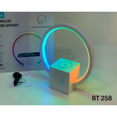 New Round Bedside Smart Ambience Light Bluetooth Speaker Wireless Charger Bedroom Living Room Decoration Desktop Home Decor Gift