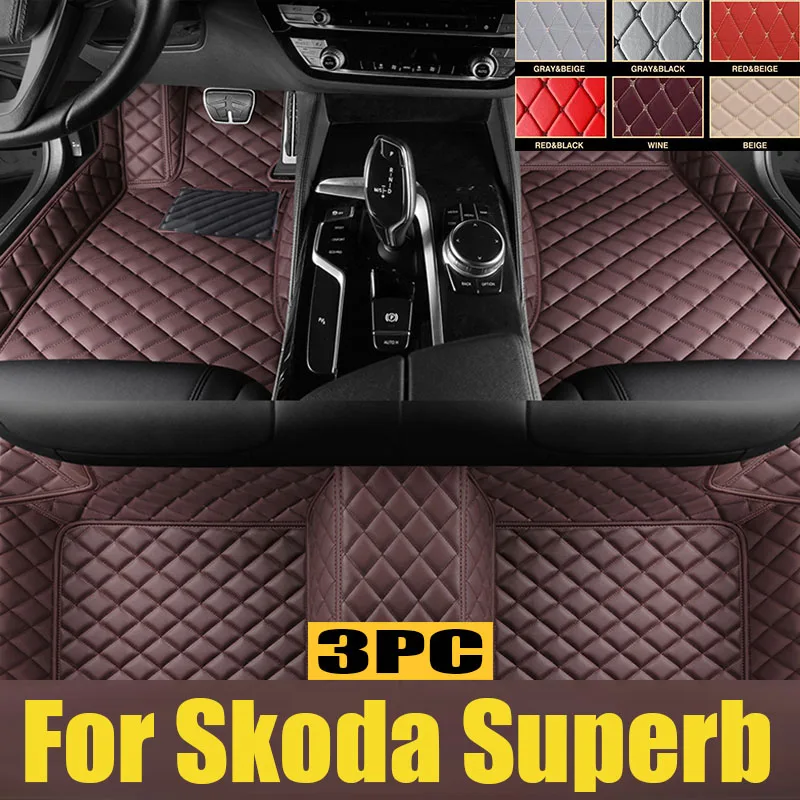 

Car Mats For Skoda Superb B8 3V 2016~2022 2021 2020 Carpets Rugs Leather Floor Mat Interior Parts Waterproof Pad Car trunk mat