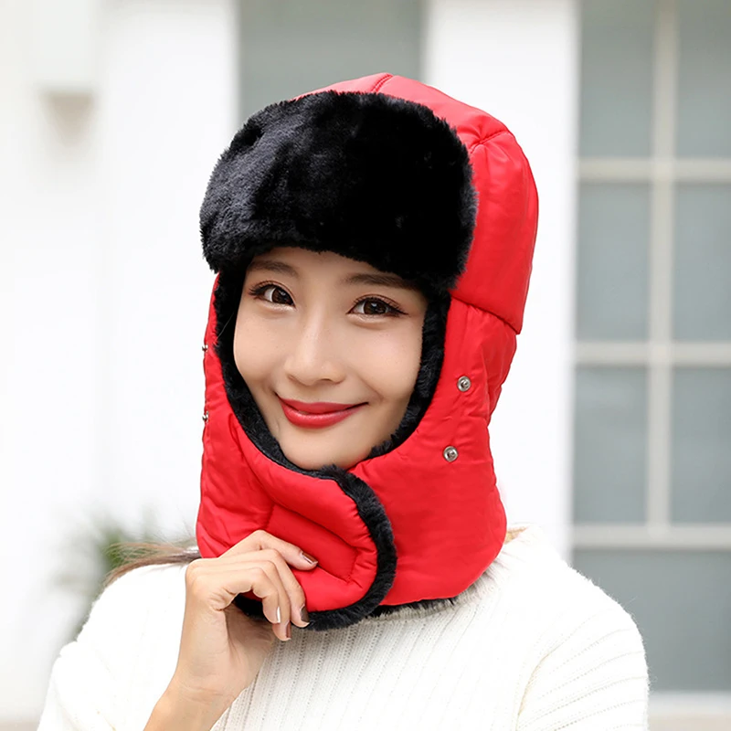 Warm Cap Winter Hats Waterproof Thermal Fleece Bomber Hat for Men Women Hooded Neck Warmer Hiking Scarves Snow Ski