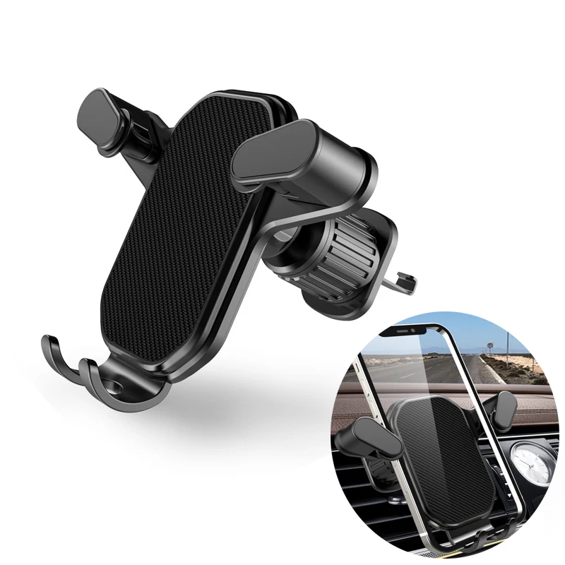 Gravity Car Phone Holder Air Vent Hook Phone Mount 360-Degree Rotation Smart Phone Holder for Car One-Hand Placement 