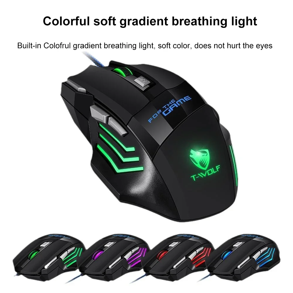 KEBIDUMEI Wired Gaming Mouse 7 Buttons RGB Backlit Mouse Ergonomic USB Mouse 2400 DPI 3 Level DPI For PC Laptop Windows Mac OS
