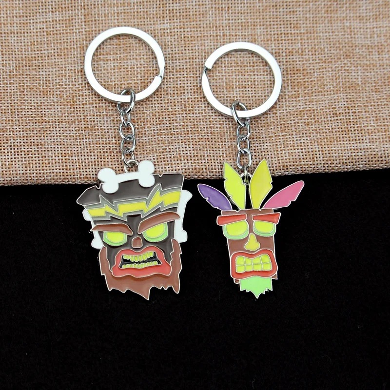 LLavero de juego de Anime Crash Bandicoot, llaveros de animales de dibujos animados, llavero de Metal, bolsa de coche, llavero, joyería