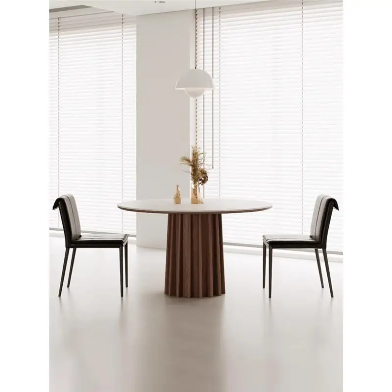 Wabi Sansan Solid Wood Slate Round Table Ash Wood Household Dining Table Modern Simplicity