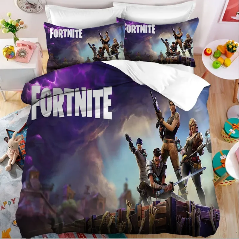 Комплект постельного белья Fortress Night Fortnite, пододеяльник, наволочка, мультяшный аниме, принадлежности для спальни, украшение для мальчика и девочки, подарок на день рождения, новинка
