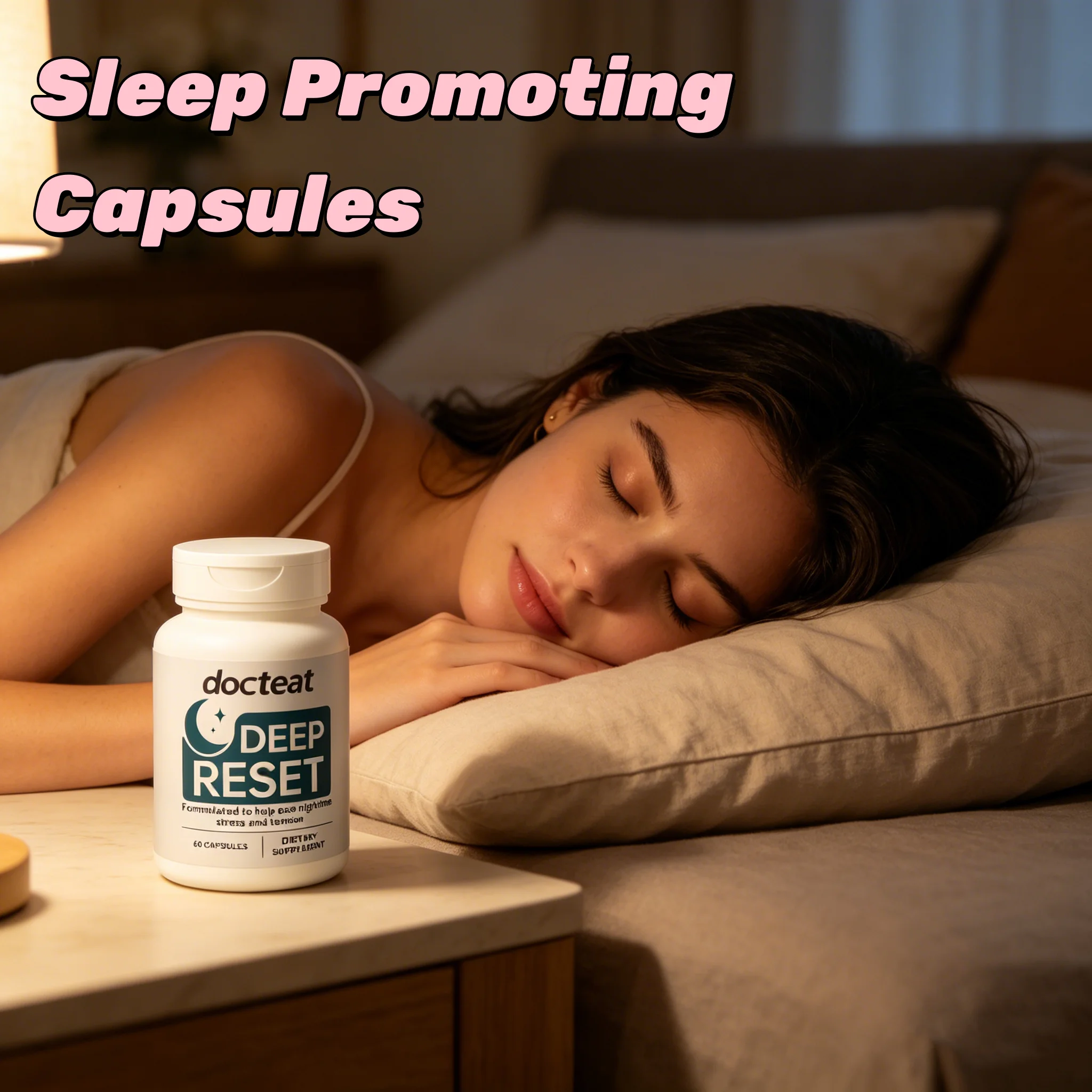 

DOCTEAT Melatonin 10mg Sleep Capsules Fast Deep Sleep Aid Improve Insomnia Relieve Stress Anxiety Brain Relax Support 60Pcs