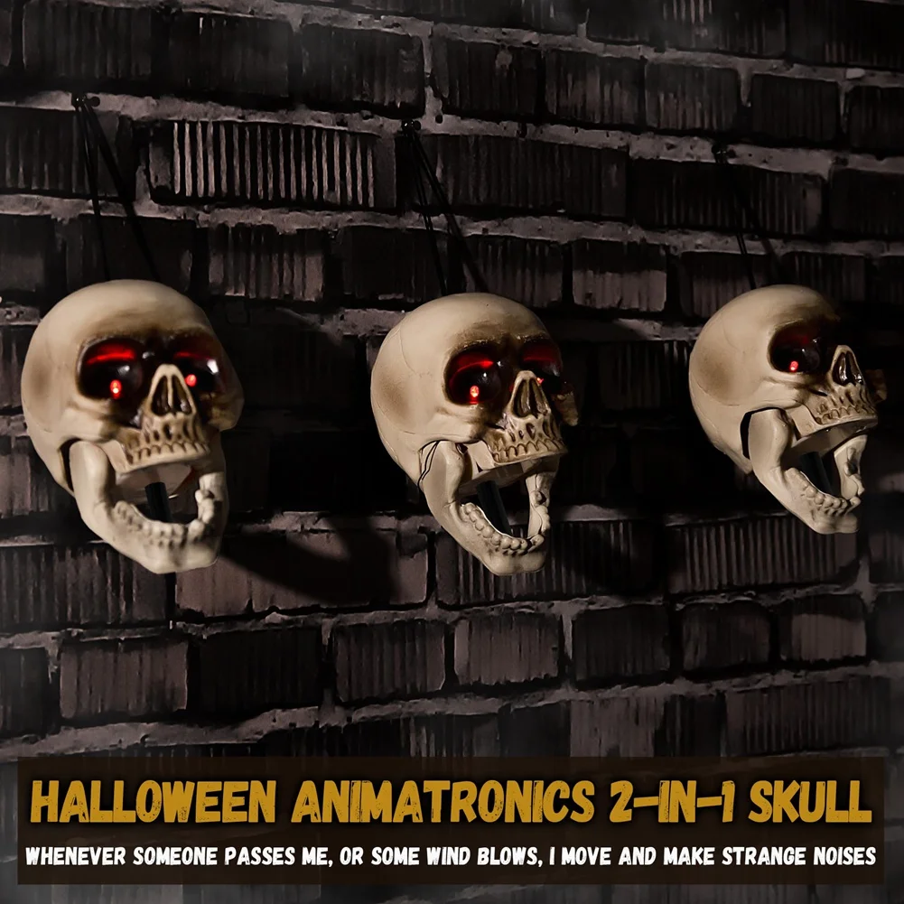 Halloween Floating Scary Skull, Pathway Markers Light Up Eyes, Haunted Horror Prop for Indoor, Outdoor